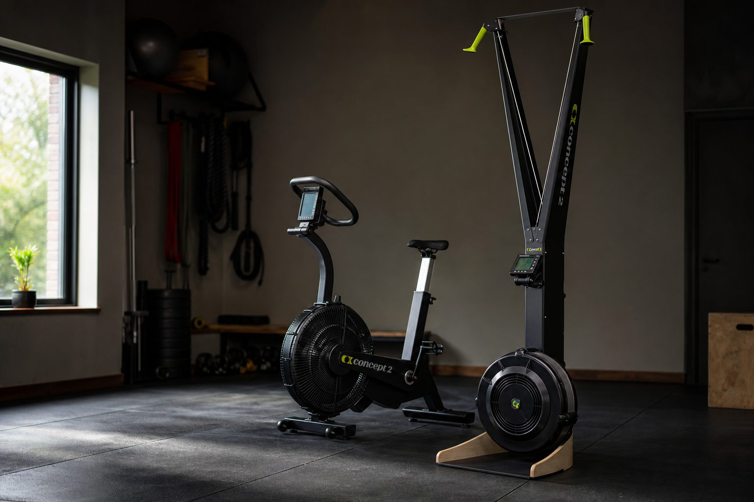 Concept2's upright air machines share the PM5 monitor and a fan-driven flywheel, but the way they occupy your room and work your body is very different.