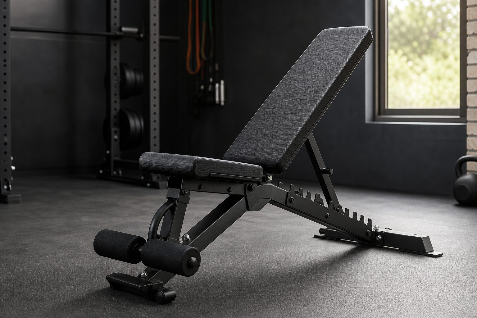 The Mirafit M150 is a properly substantial adjustable bench rather than a featherweight accessory that happens to have a pad attached.