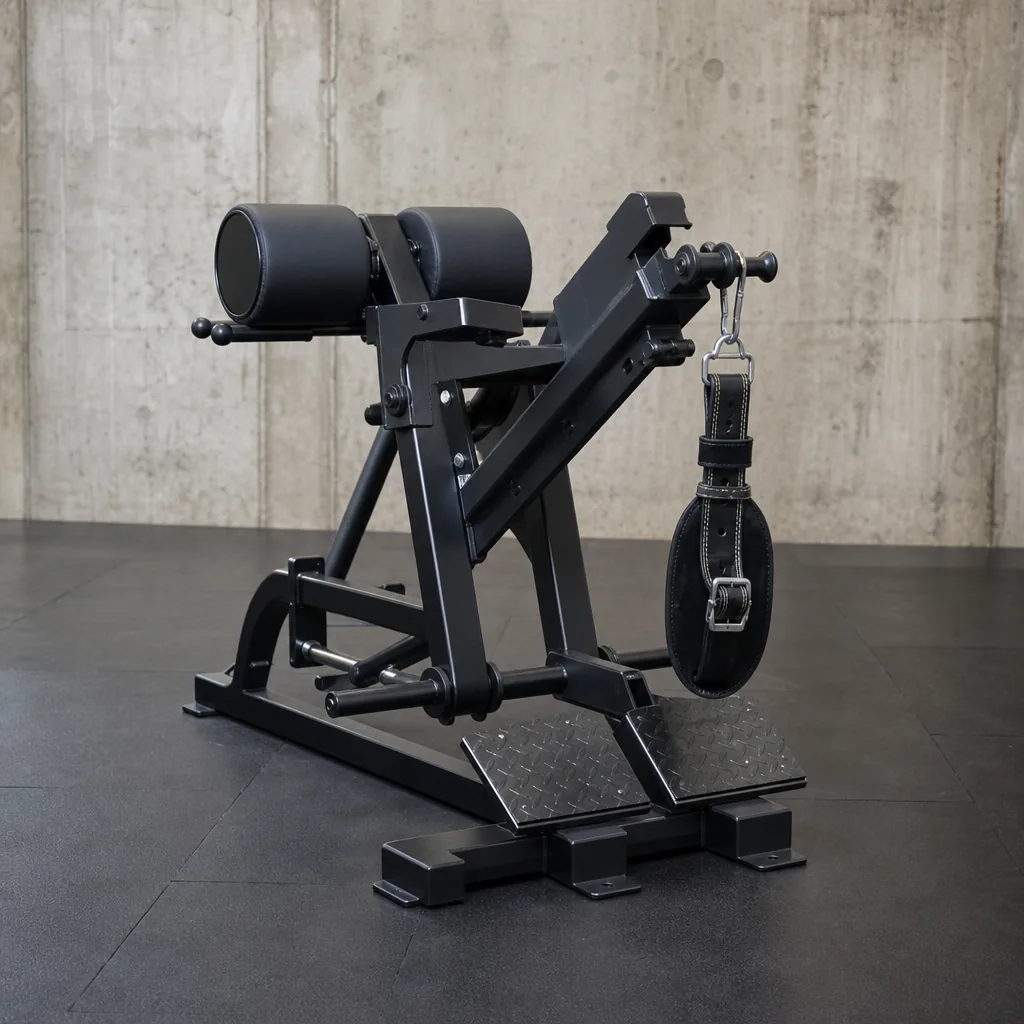 Air-resistance strength training machine with flywheel housing and LCD monitor in a commercial gym setting