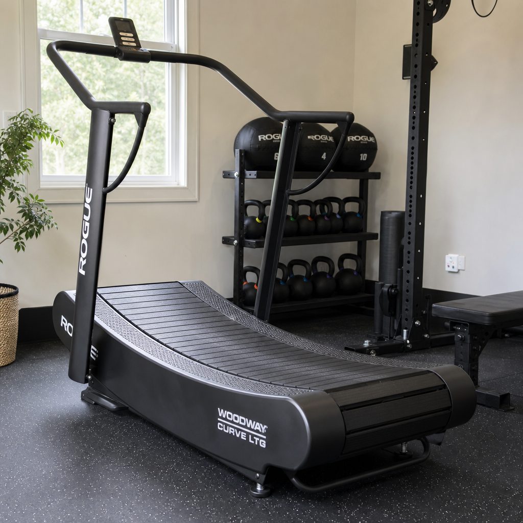 The 62-inch slatted running surface is long enough for proper running, while the curved profile lets you control pace by where you place your feet.